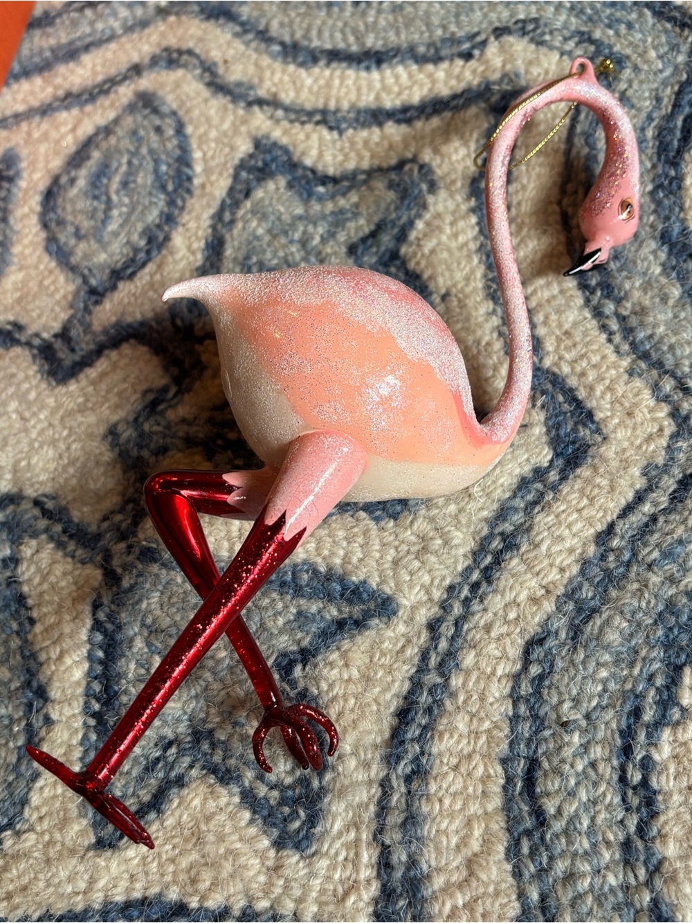 Asian Treasures Flamingo Fling large blown glass vintage Christmas ornament